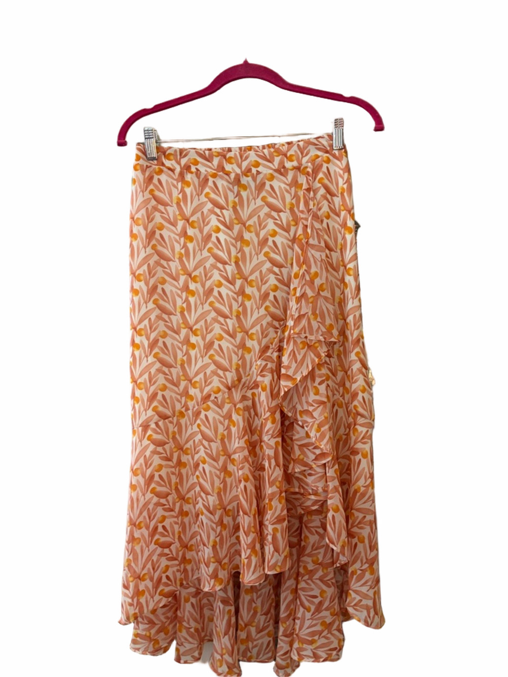 Lucy Paris two piece set orange/white olive stem pattern tie up shoulders S/ 38. - Picture 2 of 8